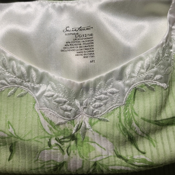 Secret Treasures Green Floral Sleeveless Nightgown Size L - Picture 7 of 9